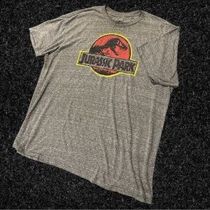Jurassic Park Textured Logo, Light Gray Short Sleeve Tee